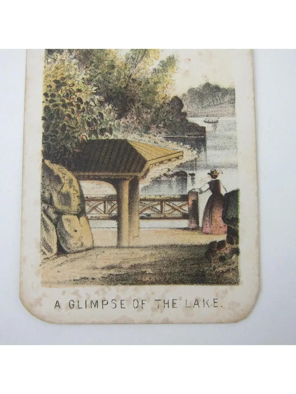 Prang Color Litho Print Glimpse of the Lake Central Park New York Antique 1864